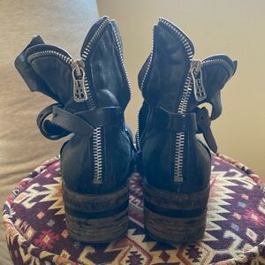 A.S 98 ankle moto boots back zip ankle strap black leather 7